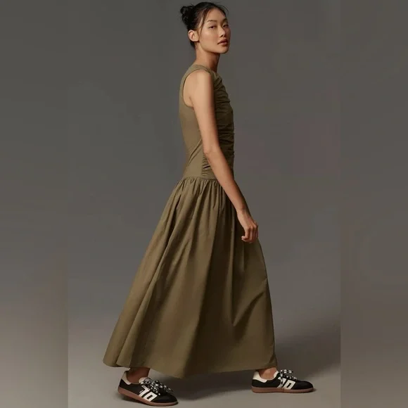 NWT Anthro 4th & Reckless Zendaya Sleeveless Ruched Drop-Waist Maxi Dress